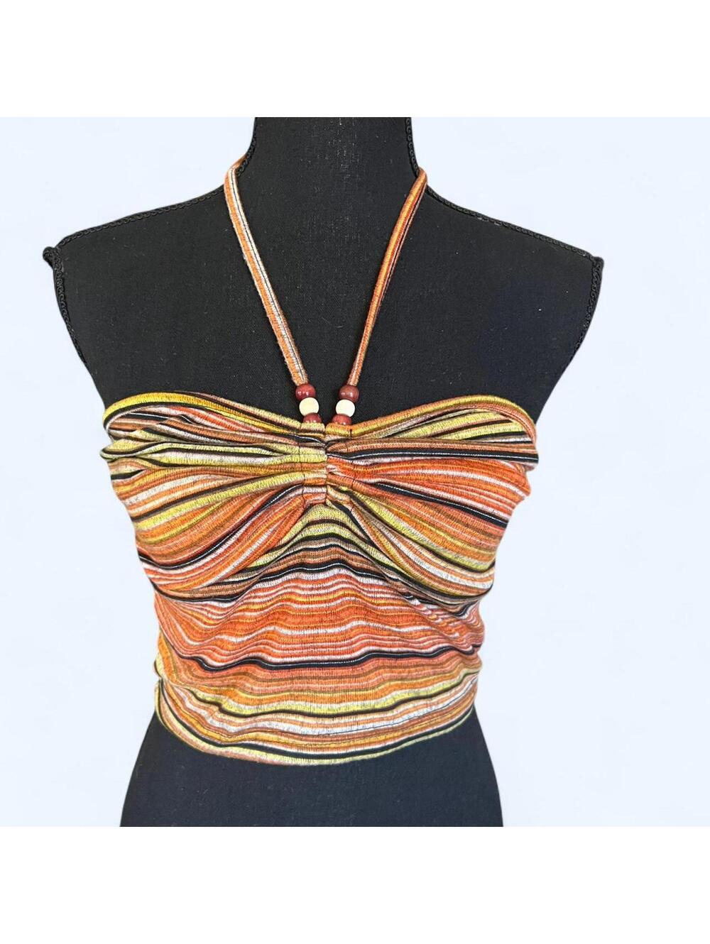 Romwe striped halter tube crop top size medium 💗 - Picture 2 of 6